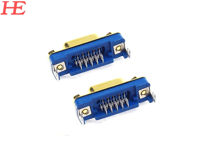 SLIM VGA母反向沉板 CL-0.8 蓝PA66铁壳镀金锁4.8螺丝