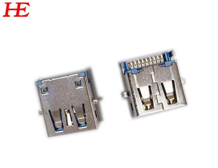 USB 3.0 A/F 沉板式 CH=2.06mm 蓝LCP 端子镀G/F 不锈钢镀镍
