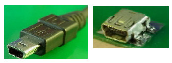 Mini B型USB插头（plug）和Mini B型USB插座（receptacle）