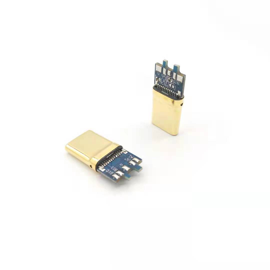 USB TYPE C C/M  夹板0.8拉伸款  黑LCP外壳不锈钢镀金 端子镀金2u
