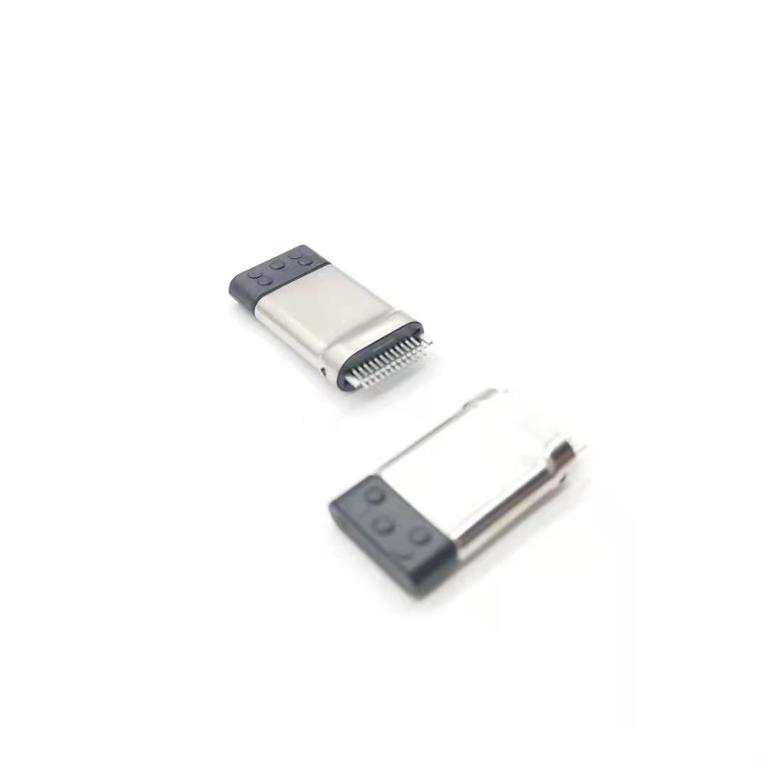 USB TYPE C CM夹板0.2拉伸款 黑LCP 外壳不锈钢镀镍 端子镀金2u