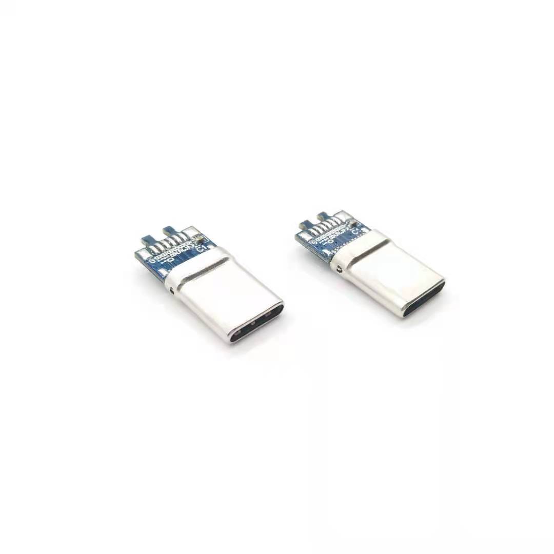 USB TYPE C CM夹板 0.8拉伸款黑LCP 外壳不锈镀镍 端子镀金2u