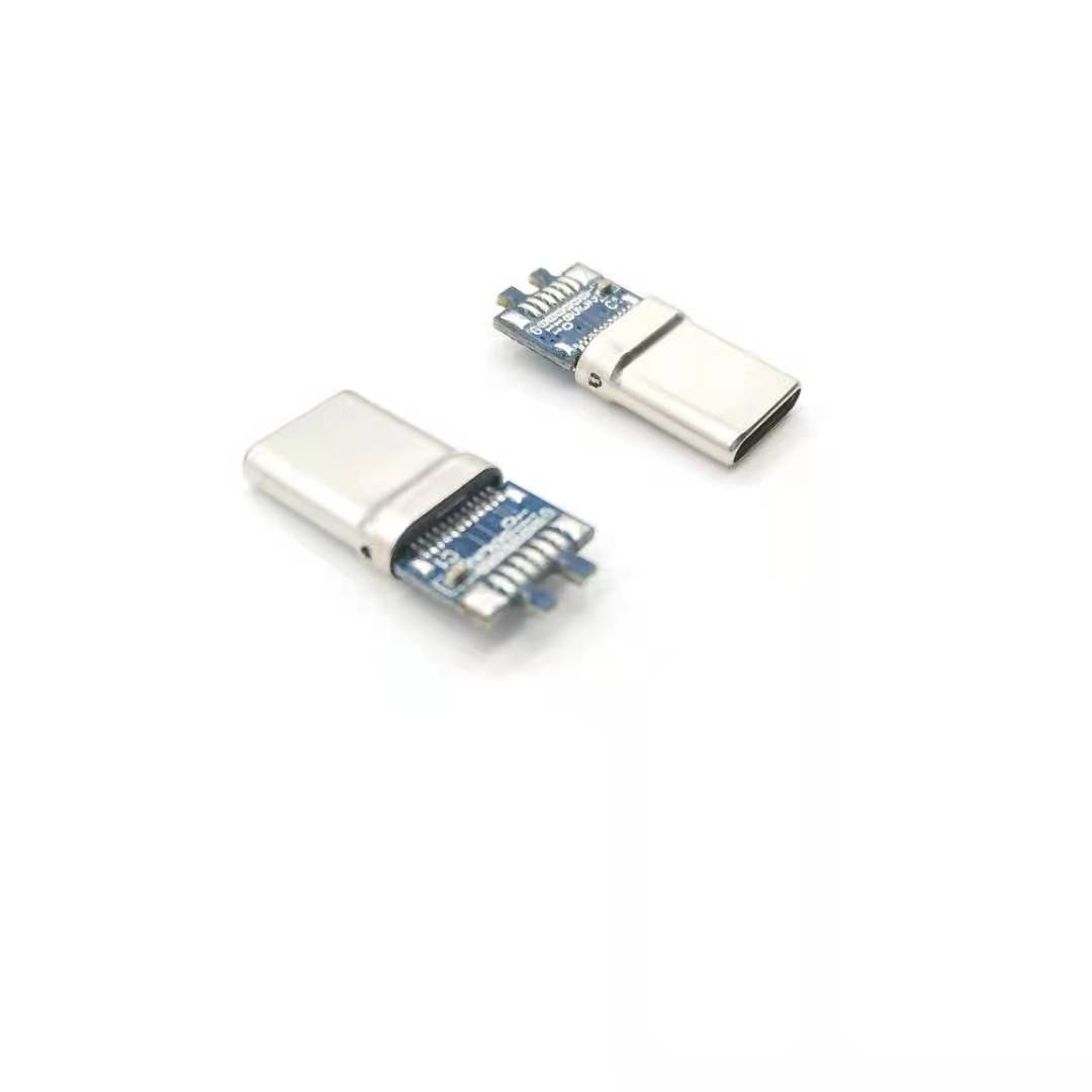 USB TYPE C CM夹板 0.8拉伸款黑LCP 外壳不锈镀镍 端子镀金2u