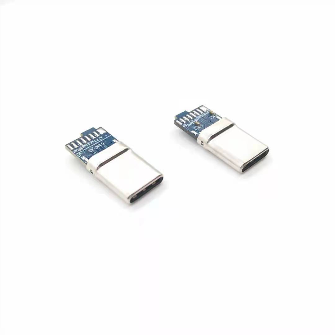 USB TYPE C CM 夹板0.8拉伸款c=10NF 黑LCP 外壳不锈钢镀镍 端子镀金2u