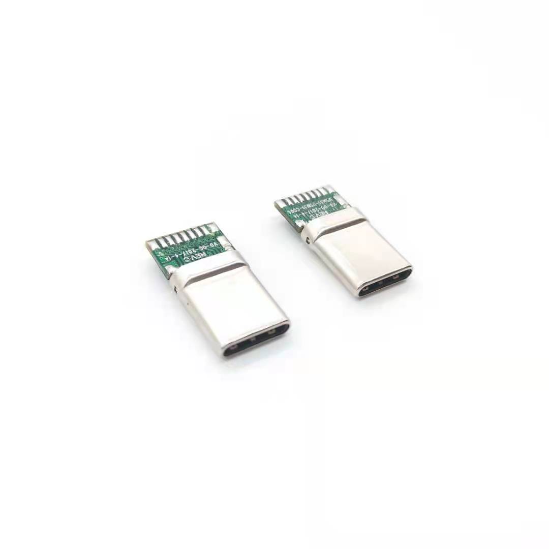 USB TYPE C CM 夹板0.8拉伸款 黑LCP 外壳不锈钢镀镍 端子镀金2u