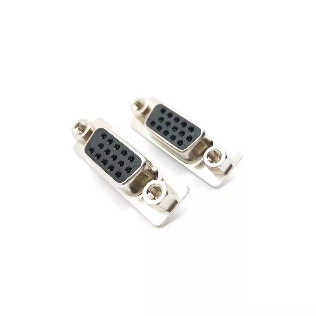SLIM VGA 15P 长体夹板1.2 黑PA9T 铁壳镀镍 端子镀金 前铆锁4.8螺丝