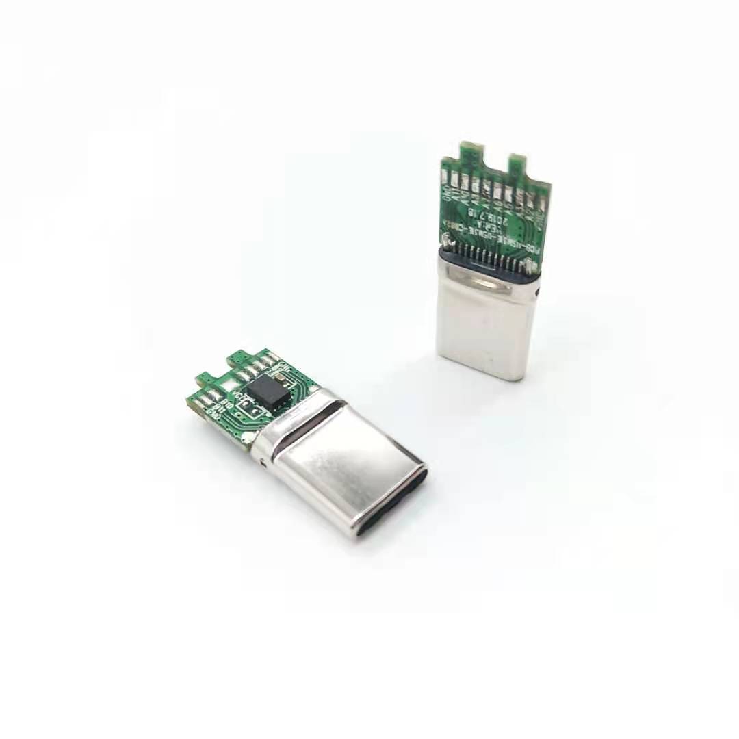 USB TYPE C 夹板0.8 黑LCP外壳不锈钢镀亮镍 端子镀金2u