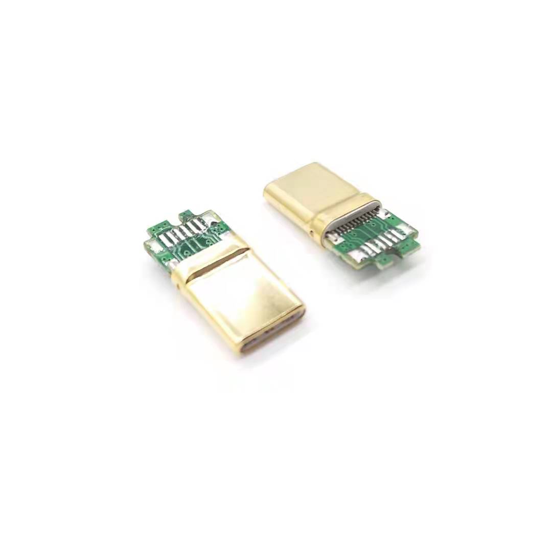 USB TYPE CM夹板0.8拉伸款 白LCP外壳不锈钢镀金 端子镀金2u