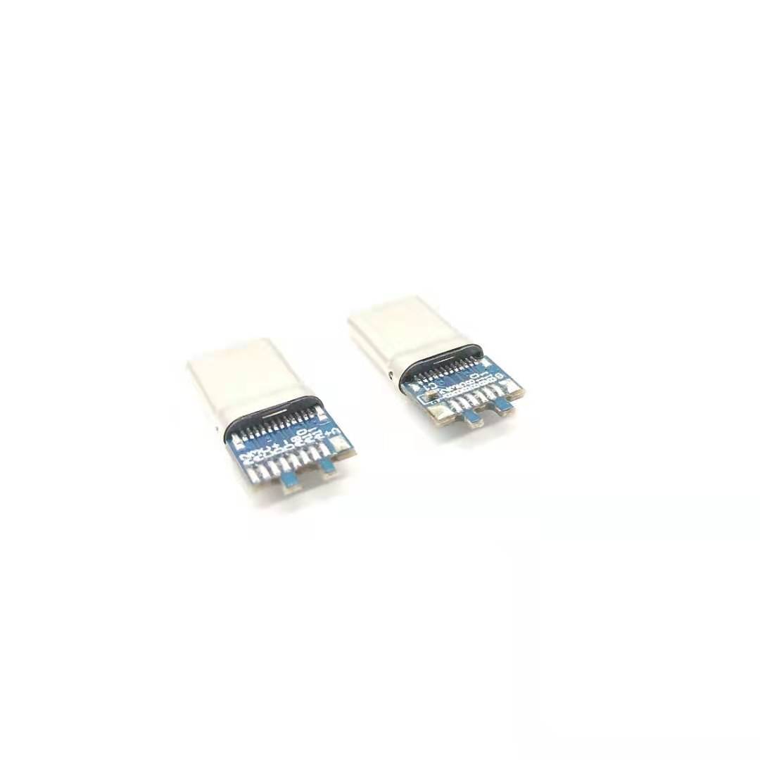 USB TYPE CM夹板0.8拉伸款 黑LCP外壳不锈钢镀镍 端子镀金