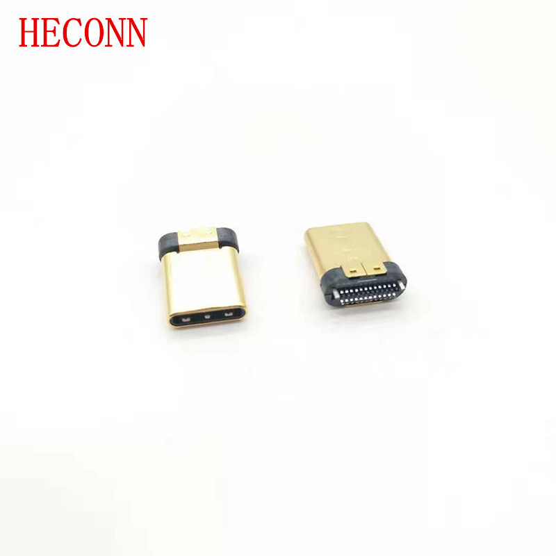 USB TYPE CM夹板0.8 铆合款 黑LCP 外壳不锈钢镀金 端子半金锡2u