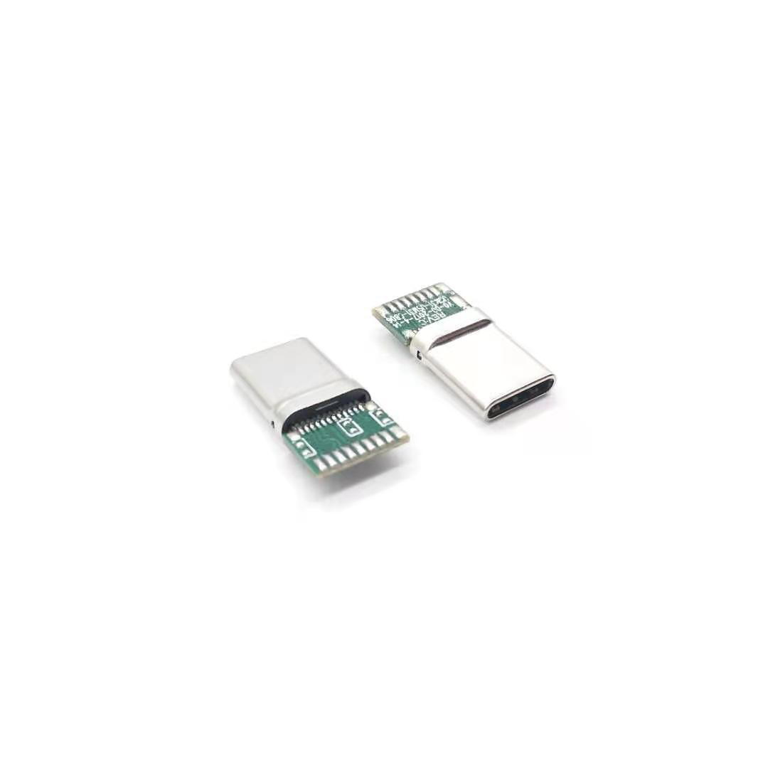 USB-Type-CM/夹板0.8拉伸款/无元件/弯端/15卡勾 黑LCP/外壳不锈钢镀镍/磷铜C5191/端子镀金2u/盘装