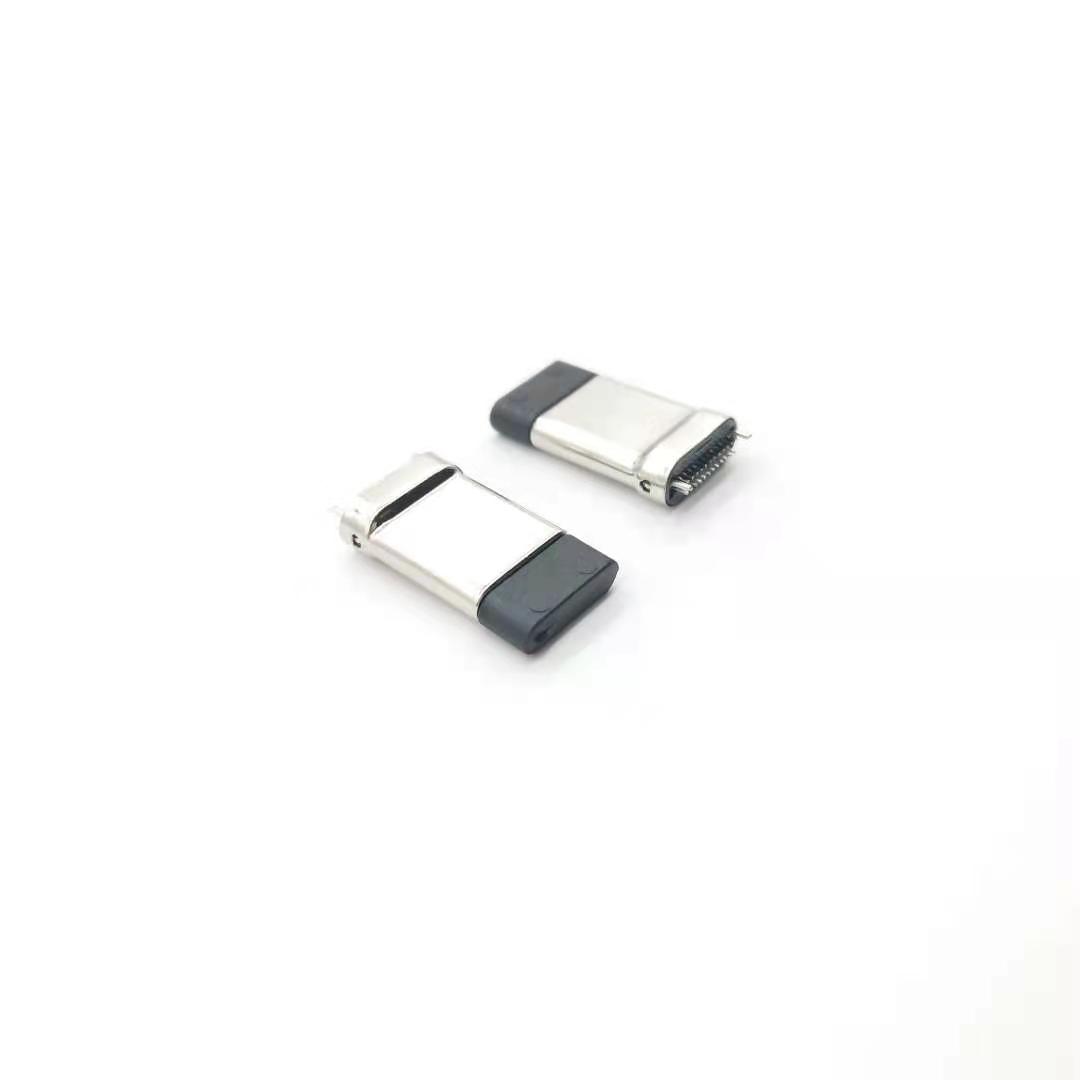 USB TYPE CM夹板0.8拉伸款 黑LCP 外壳不锈钢镀亮镍 端子镀金2u