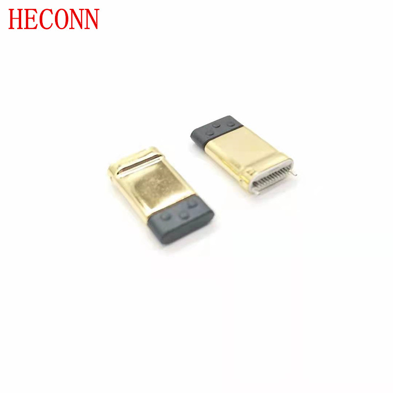 USB TYPE CM夹板0.8拉伸款 白LCP 外壳不锈钢镀金 端子镀金2u