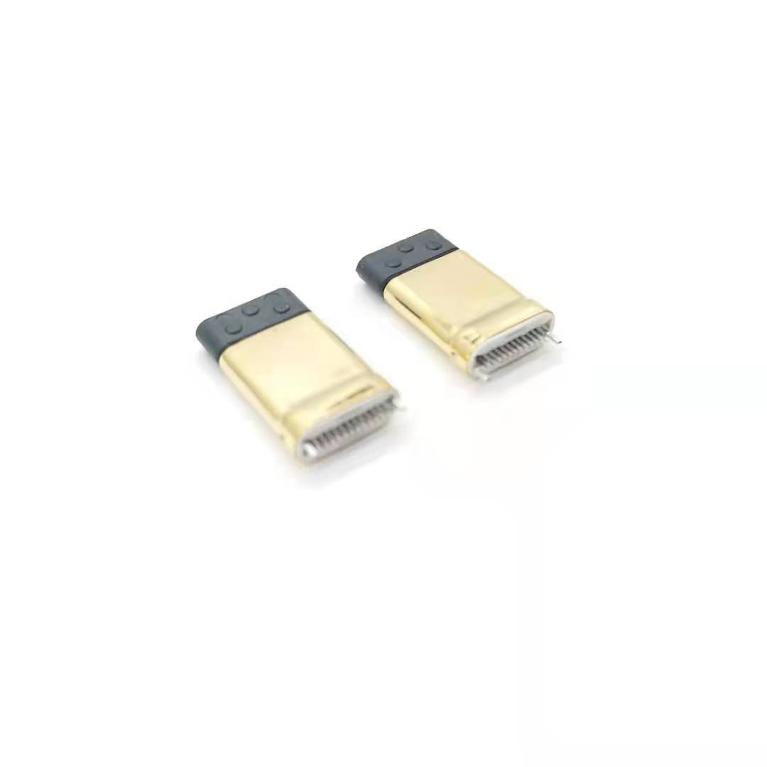 USB TYPE CM夹板0.8拉伸款 白LCP 外壳不锈钢镀金 端子镀金2u