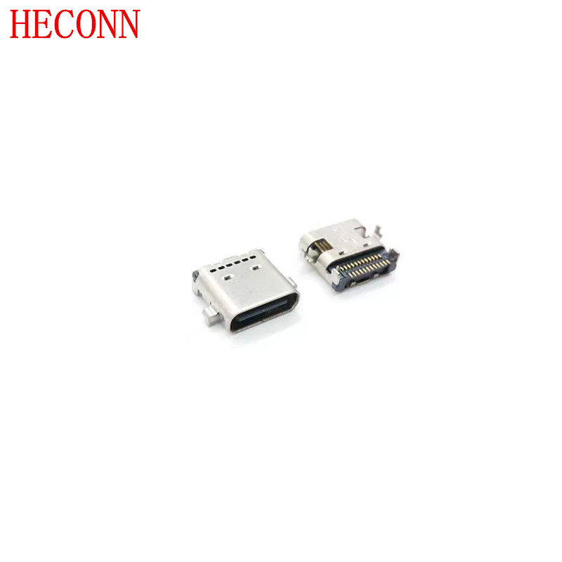 USB C/F 24PIN夹板式 黑色胶芯 外壳镀镍 端子G/F