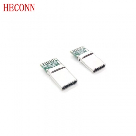 USB-Type-CM/夹板0.8拉伸款/无元件/弯端/15卡勾 黑LCP/外壳不锈钢镀镍/磷铜C5191/端子镀金2u/盘装