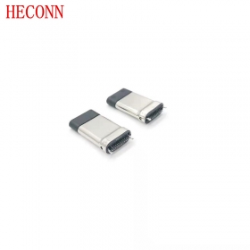 USB TYPE CM夹板0.8拉伸款 黑LCP 外壳不锈钢镀亮镍 端子镀金2u