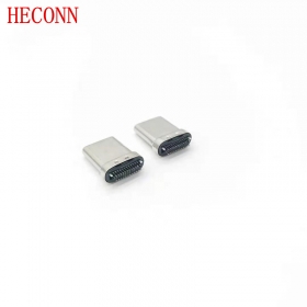 USB TYPE CM夹板1.0拉伸款 黑LCP 外壳不锈钢镀镍端子镀金2u